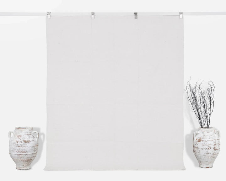 White Turkish Kilim Rug 5' 7" x 7' Flat-Weave | No. VR99033