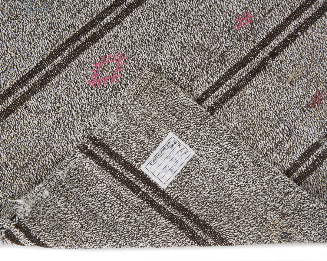Gray Turkish Kilim Rug 6' x 9' 2" Flat-Weave | No. VR99171