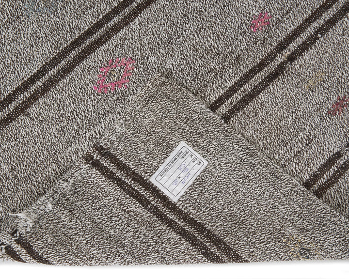 Gray Turkish Kilim Rug 6' x 9' 2" Flat-Weave | No. VR99171