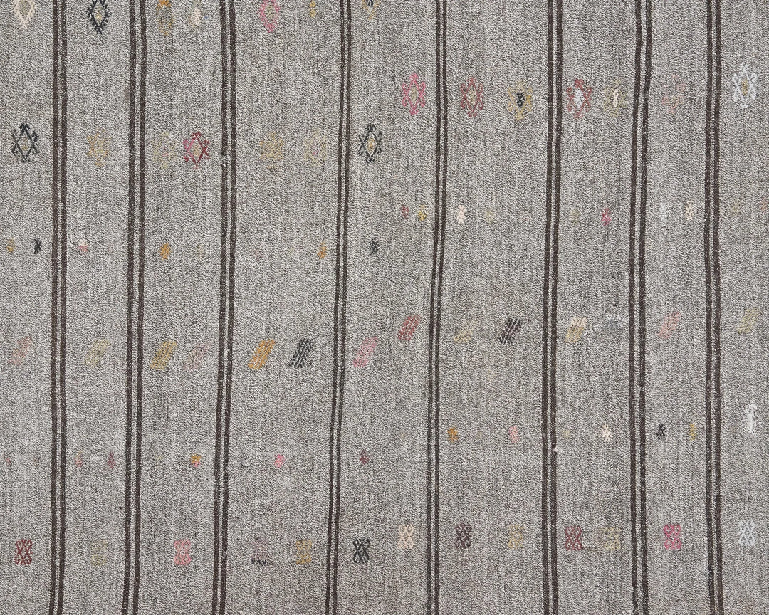 Gray Turkish Kilim Rug 6' x 9' 2" Flat-Weave | No. VR99171