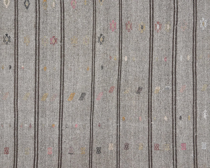 Gray Turkish Kilim Rug 6' x 9' 2" Flat-Weave | No. VR99171