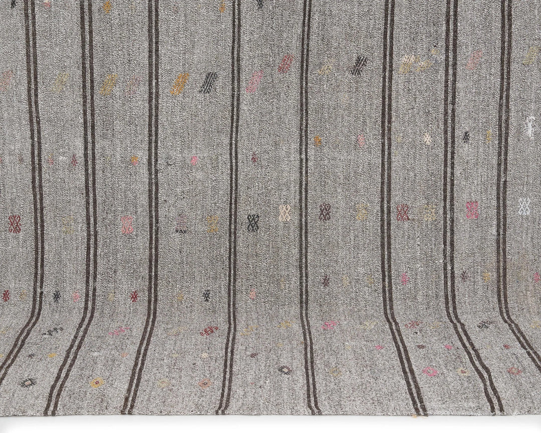 Gray Turkish Kilim Rug 6' x 9' 2" Flat-Weave | No. VR99171
