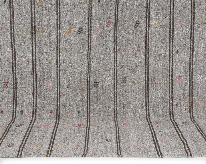 Gray Turkish Kilim Rug 6' x 9' 2" Flat-Weave | No. VR99171