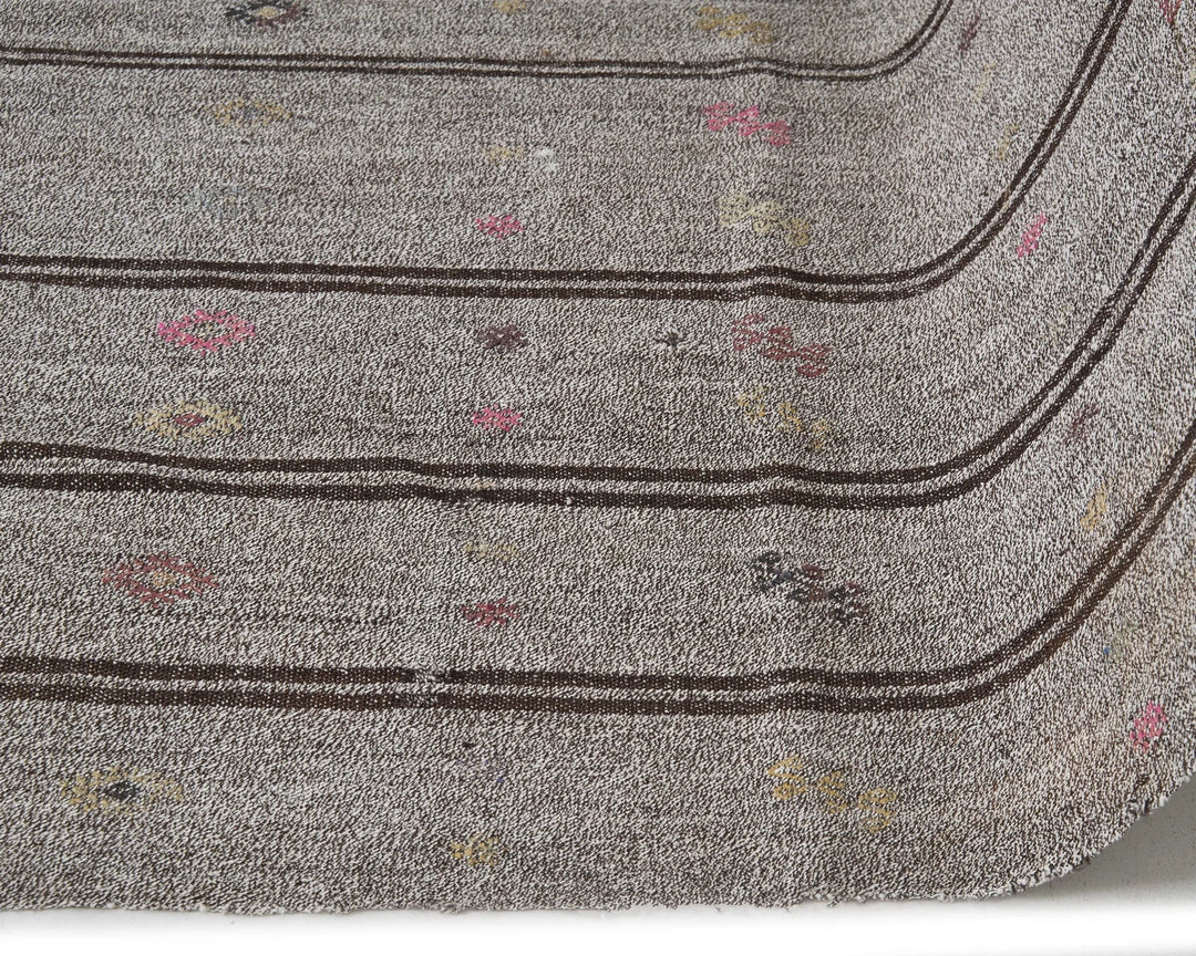 Gray Turkish Kilim Rug 6' x 9' 2" Flat-Weave | No. VR99171