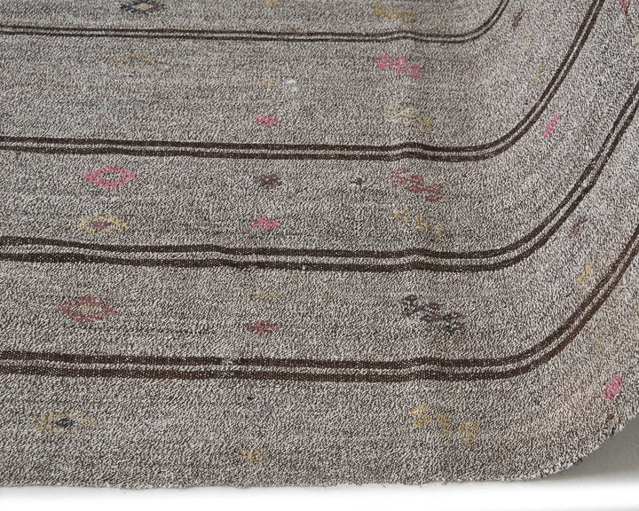 Gray Turkish Kilim Rug 6' x 9' 2" Flat-Weave | No. VR99171