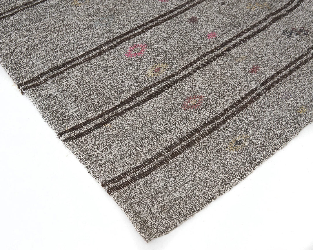 Gray Turkish Kilim Rug 6' x 9' 2" Flat-Weave | No. VR99171