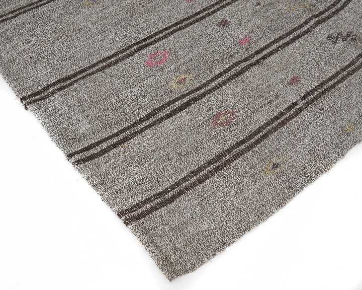 Gray Turkish Kilim Rug 6' x 9' 2" Flat-Weave | No. VR99171