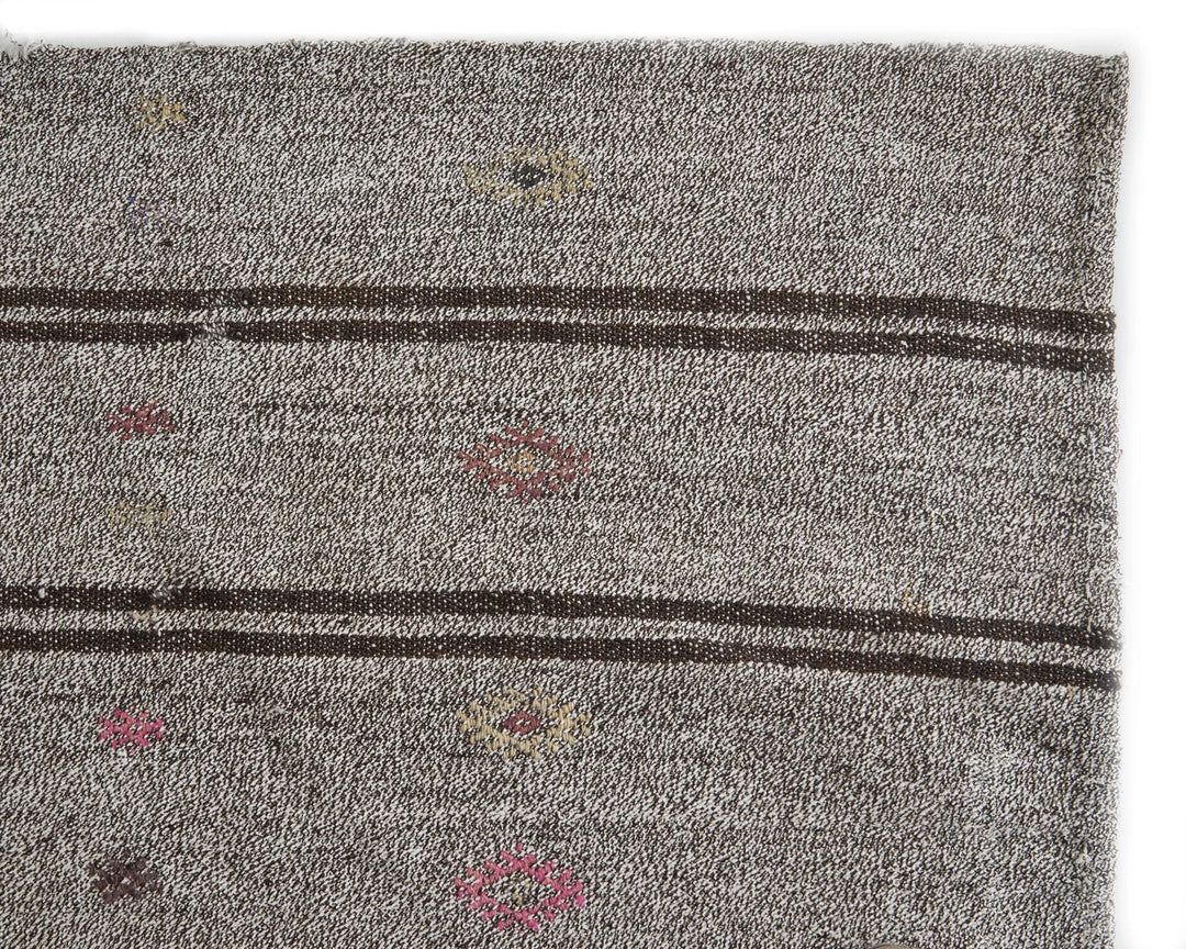 Gray Turkish Kilim Rug 6' x 9' 2" Flat-Weave | No. VR99171