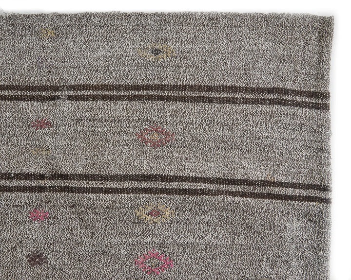 Gray Turkish Kilim Rug 6' x 9' 2" Flat-Weave | No. VR99171