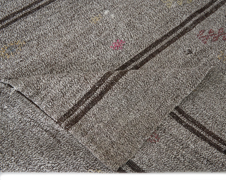 Gray Turkish Kilim Rug 6' x 9' 2" Flat-Weave | No. VR99171