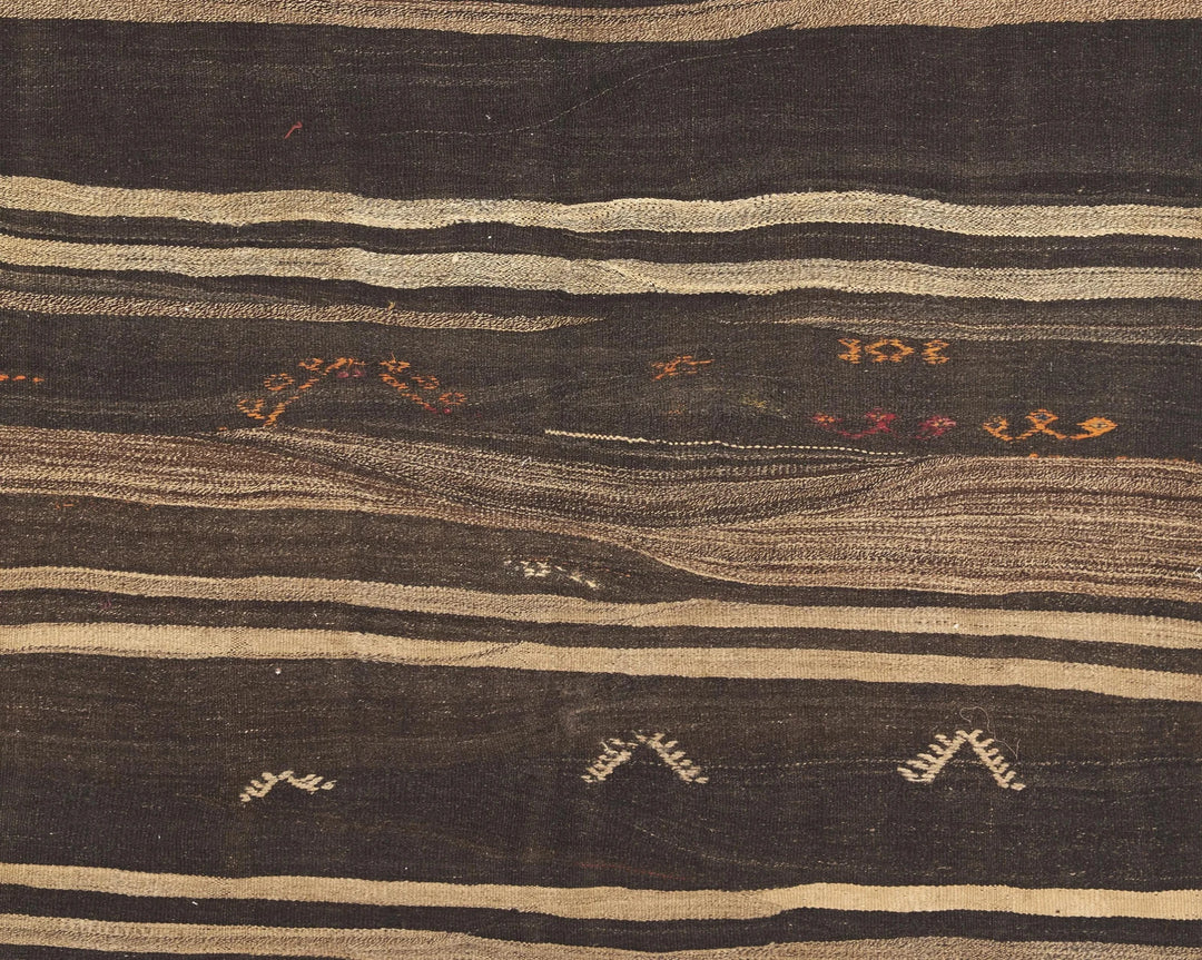 Brown Turkish Kilim Rug 9' 2" x 5' 5" Flat-Weave | No. VR99259