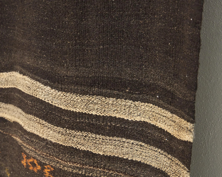 Brown Turkish Kilim Rug 9' 2" x 5' 5" Flat-Weave | No. VR99259