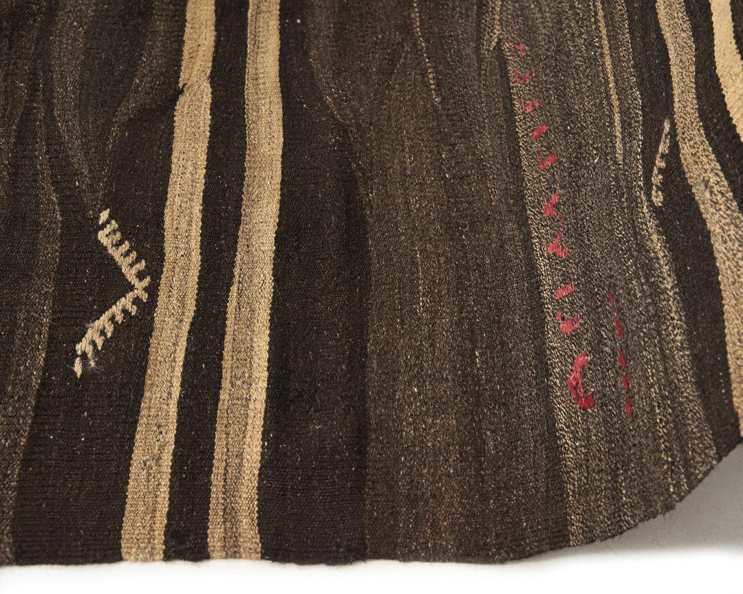 Brown Turkish Kilim Rug 9' 2" x 5' 5" Flat-Weave | No. VR99259