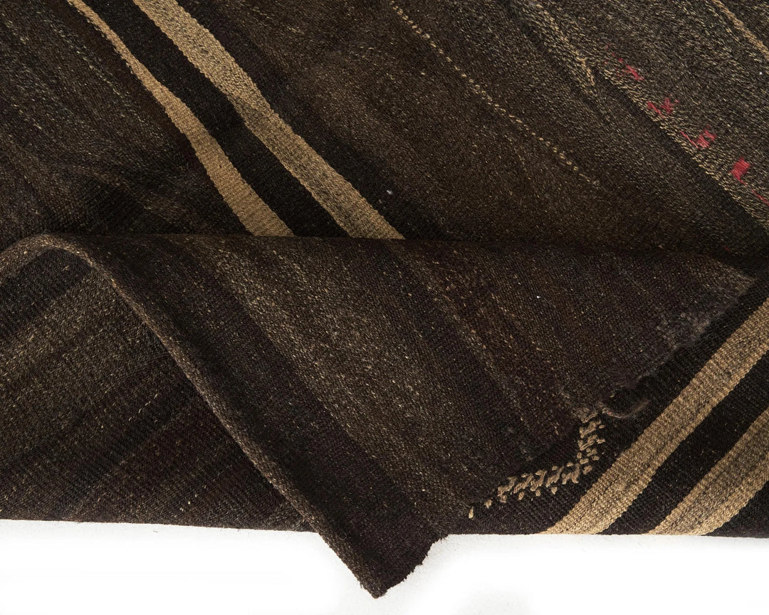 Brown Turkish Kilim Rug 9' 2" x 5' 5" Flat-Weave | No. VR99259