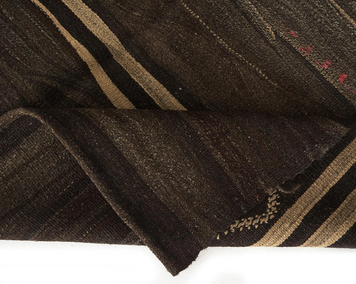 Brown Turkish Kilim Rug 9' 2" x 5' 5" Flat-Weave | No. VR99259