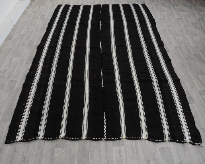 Brown Turkish Kilim Rug 7' 7" x 10' 11" Flat-Weave view 9