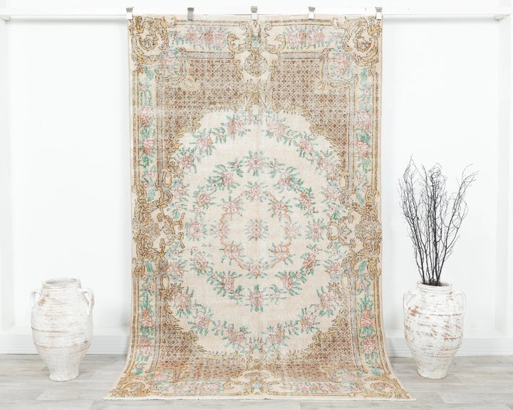 Multicolor Turkish Oushak Rug 8' x 5' 1" Hand-Knotted | No. VR99381