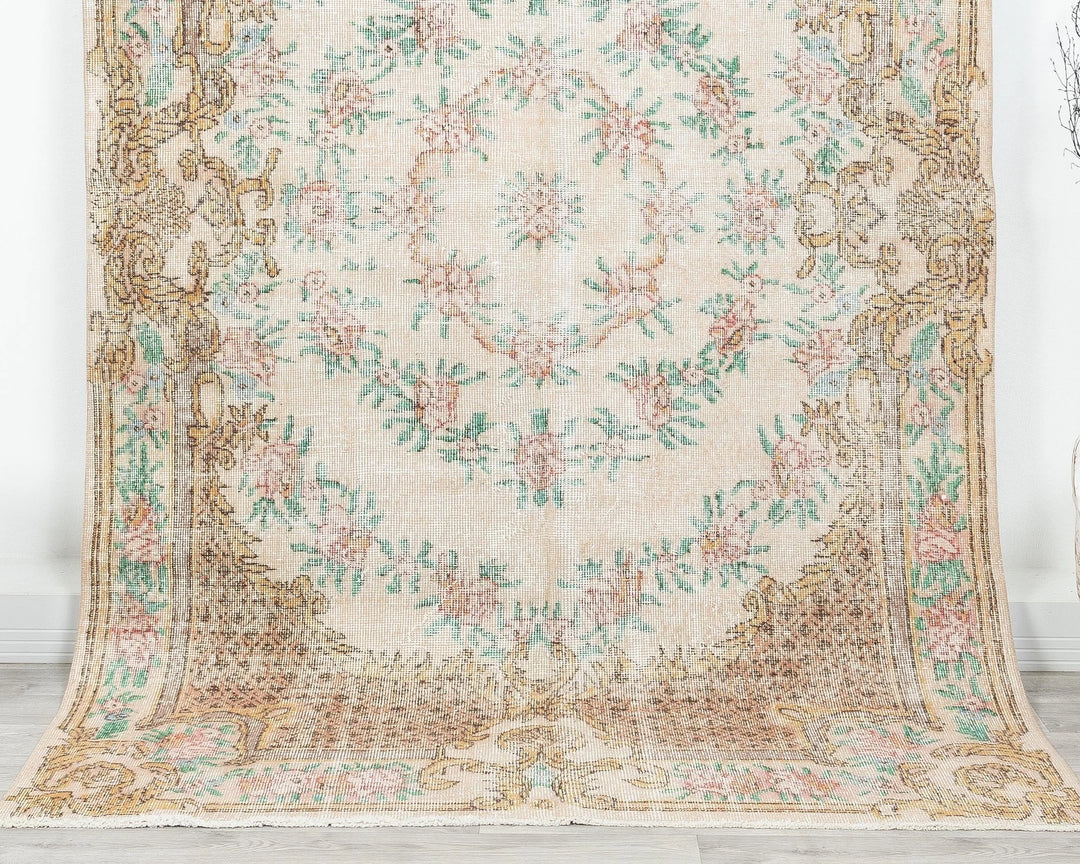 Multicolor Turkish Oushak Rug 8' x 5' 1" Hand-Knotted | No. VR99381