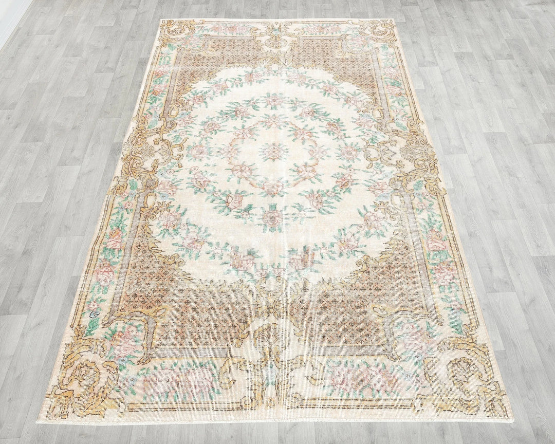 Multicolor Turkish Oushak Rug 8' x 5' 1" Hand-Knotted | No. VR99381