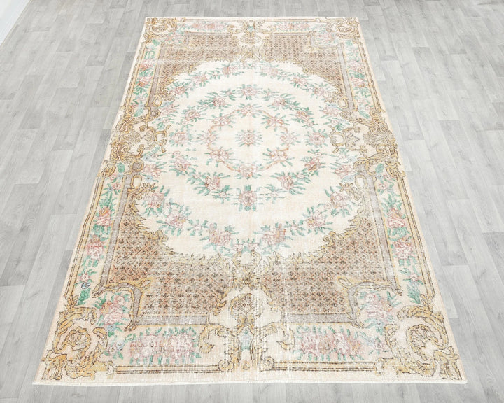 Multicolor Turkish Oushak Rug 8' x 5' 1" Hand-Knotted | No. VR99381