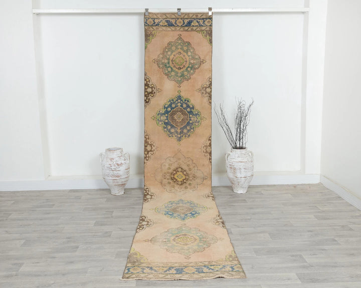Blue Turkish Oushak Rug 2'6" x 12'8" Hand-Knotted