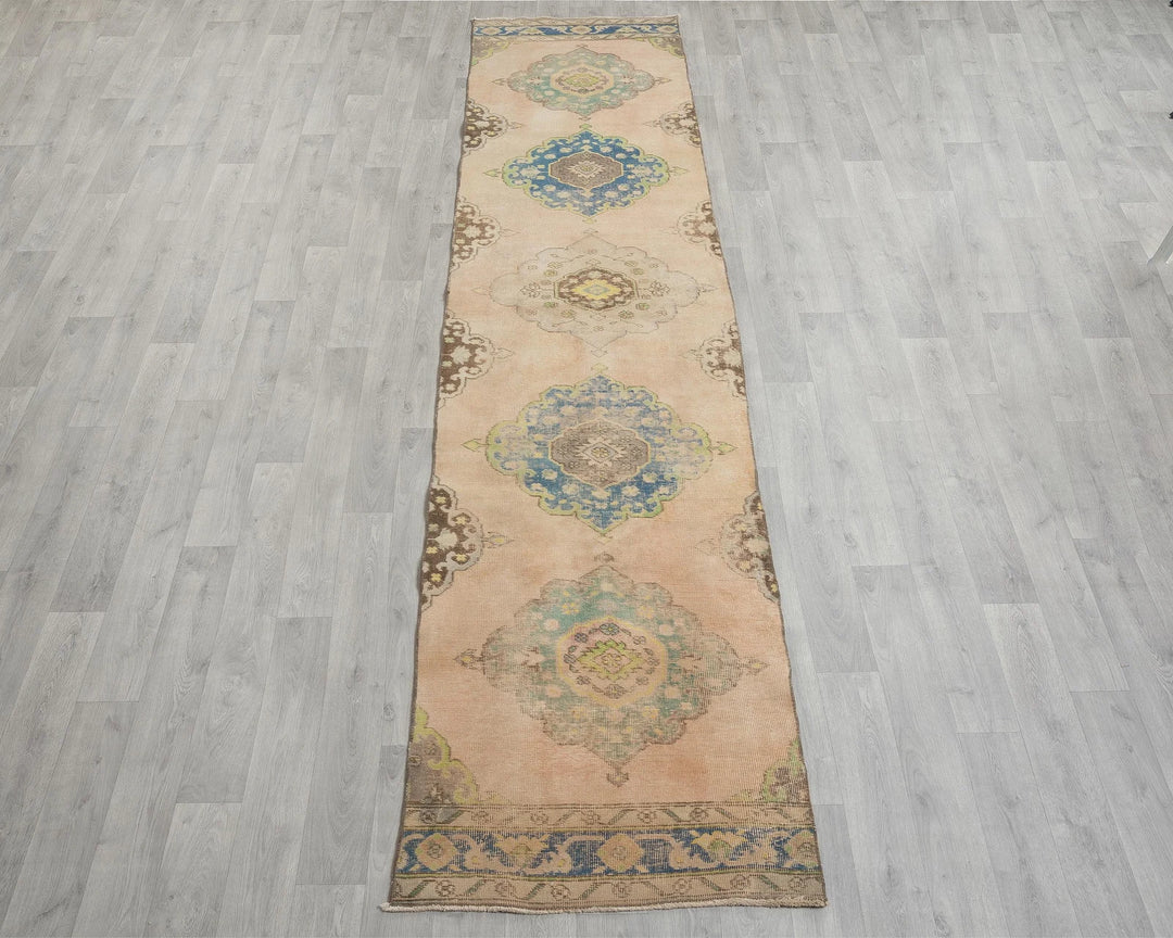 Blue Turkish Oushak Rug 2'6" x 12'8" Hand-Knotted view 9