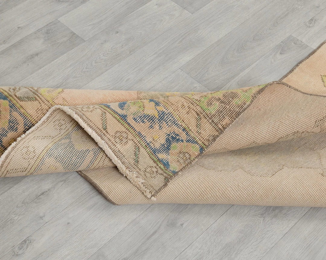Blue Turkish Oushak Rug 2'6" x 12'8" Hand-Knotted field