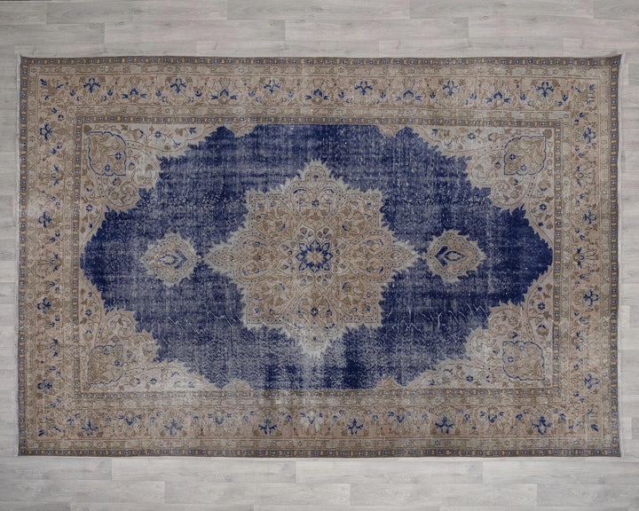 Blue Turkish Oushak Rug 7' 4" x 10' 8" Hand-Knotted | No. VR99609