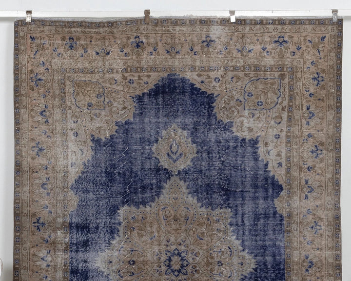 Blue Turkish Oushak Rug 7' 4" x 10' 8" Hand-Knotted | No. VR99609