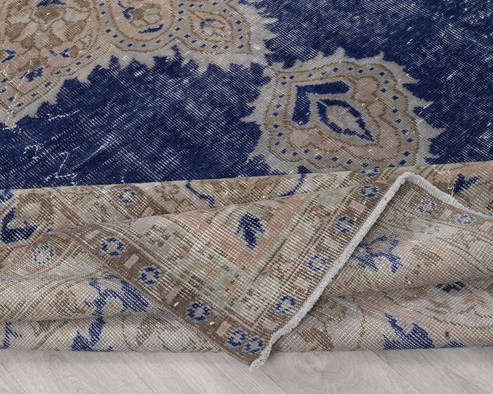 Blue Turkish Oushak Rug 7' 4" x 10' 8" Hand-Knotted | No. VR99609