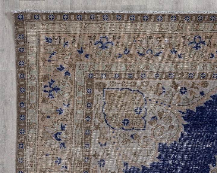 Blue Turkish Oushak Rug 7' 4" x 10' 8" Hand-Knotted | No. VR99609