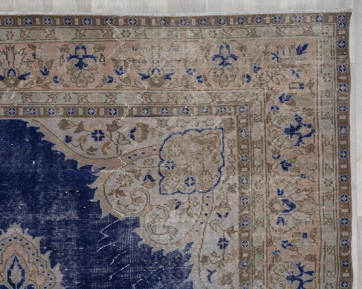 Blue Turkish Oushak Rug 7' 4" x 10' 8" Hand-Knotted | No. VR99609