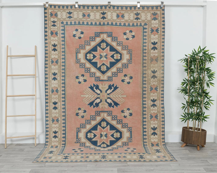 Pink Turkish Oushak Rug 8' 8" x 5' 10" Hand-Knotted | No. VR99774