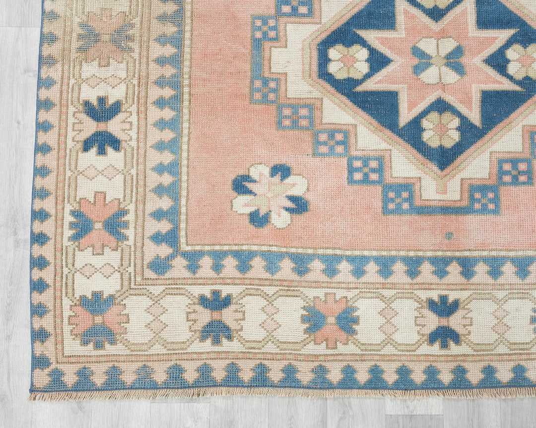 Pink Turkish Oushak Rug 8' 8" x 5' 10" Hand-Knotted | No. VR99774
