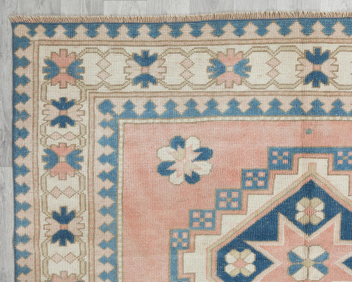Pink Turkish Oushak Rug 8' 8" x 5' 10" Hand-Knotted | No. VR99774