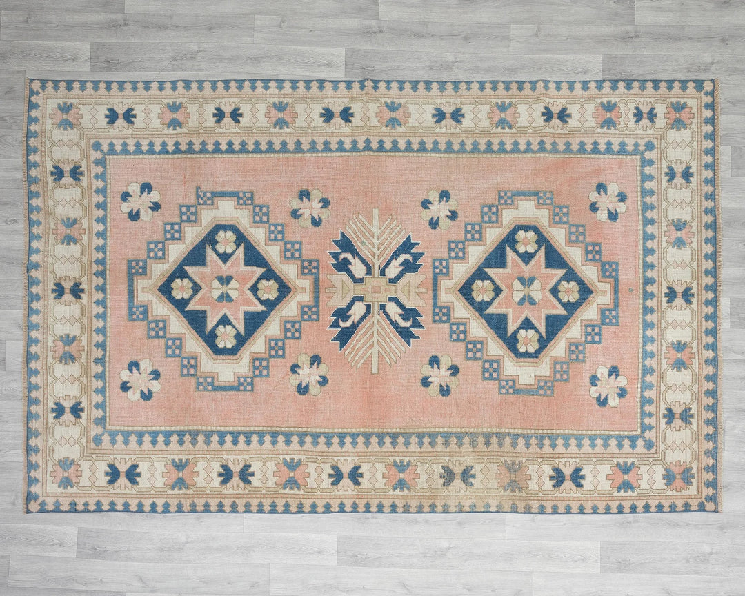 Pink Turkish Oushak Rug 8' 8" x 5' 10" Hand-Knotted | No. VR99774