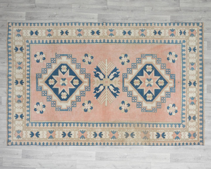 Pink Turkish Oushak Rug 8' 8" x 5' 10" Hand-Knotted | No. VR99774