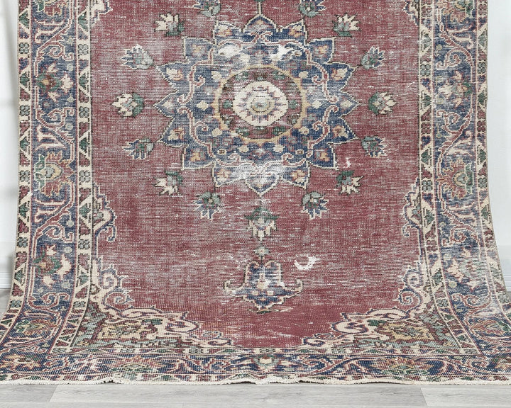 Red Turkish Oushak Rug 5' 7" x 9' Hand-Knotted | No. VR99785