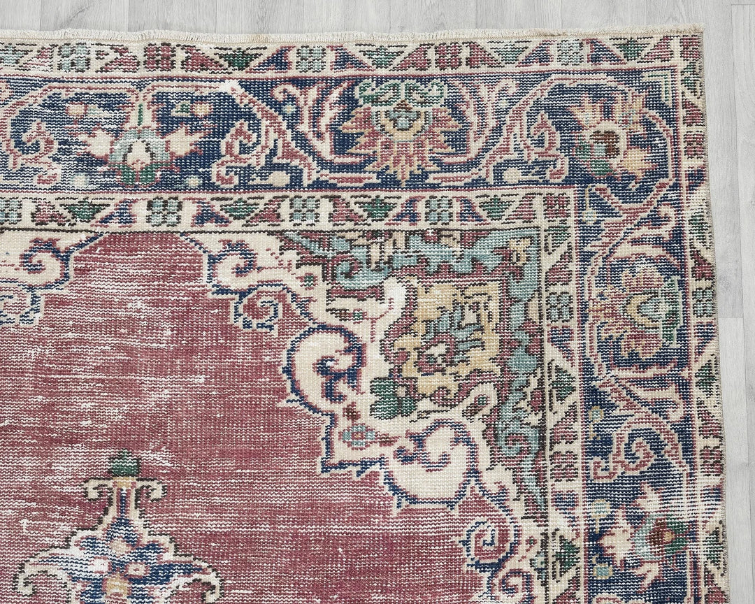 Red Turkish Oushak Rug 5' 7" x 9' Hand-Knotted | No. VR99785