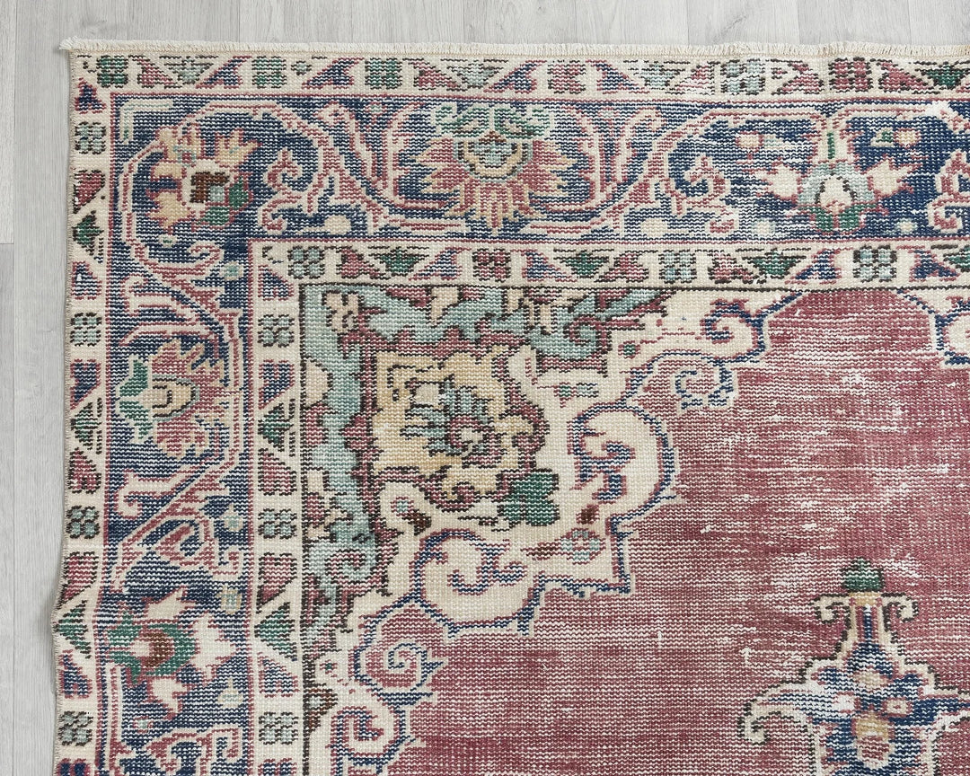 Red Turkish Oushak Rug 5' 7" x 9' Hand-Knotted | No. VR99785