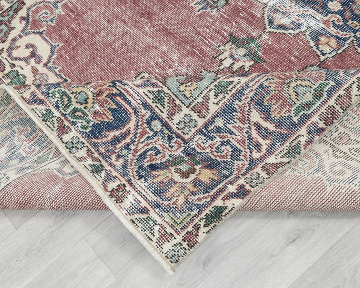 Red Turkish Oushak Rug 5' 7" x 9' Hand-Knotted | No. VR99785
