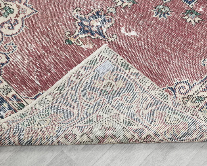 Red Turkish Oushak Rug 5' 7" x 9' Hand-Knotted | No. VR99785