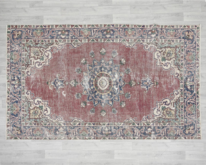 Red Turkish Oushak Rug 5' 7" x 9' Hand-Knotted | No. VR99785