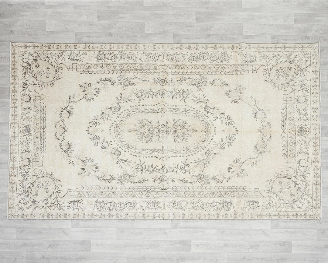 Beige Turkish Oushak Rug 6' 4" x 10' 2" Hand-Knotted view 9