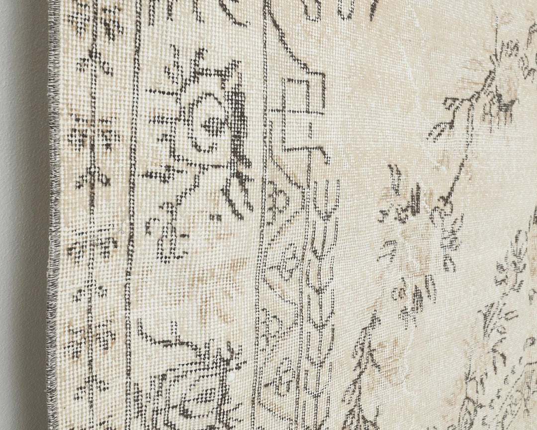 Beige Turkish Oushak Rug 6' 4" x 10' 2" Hand-Knotted close-up