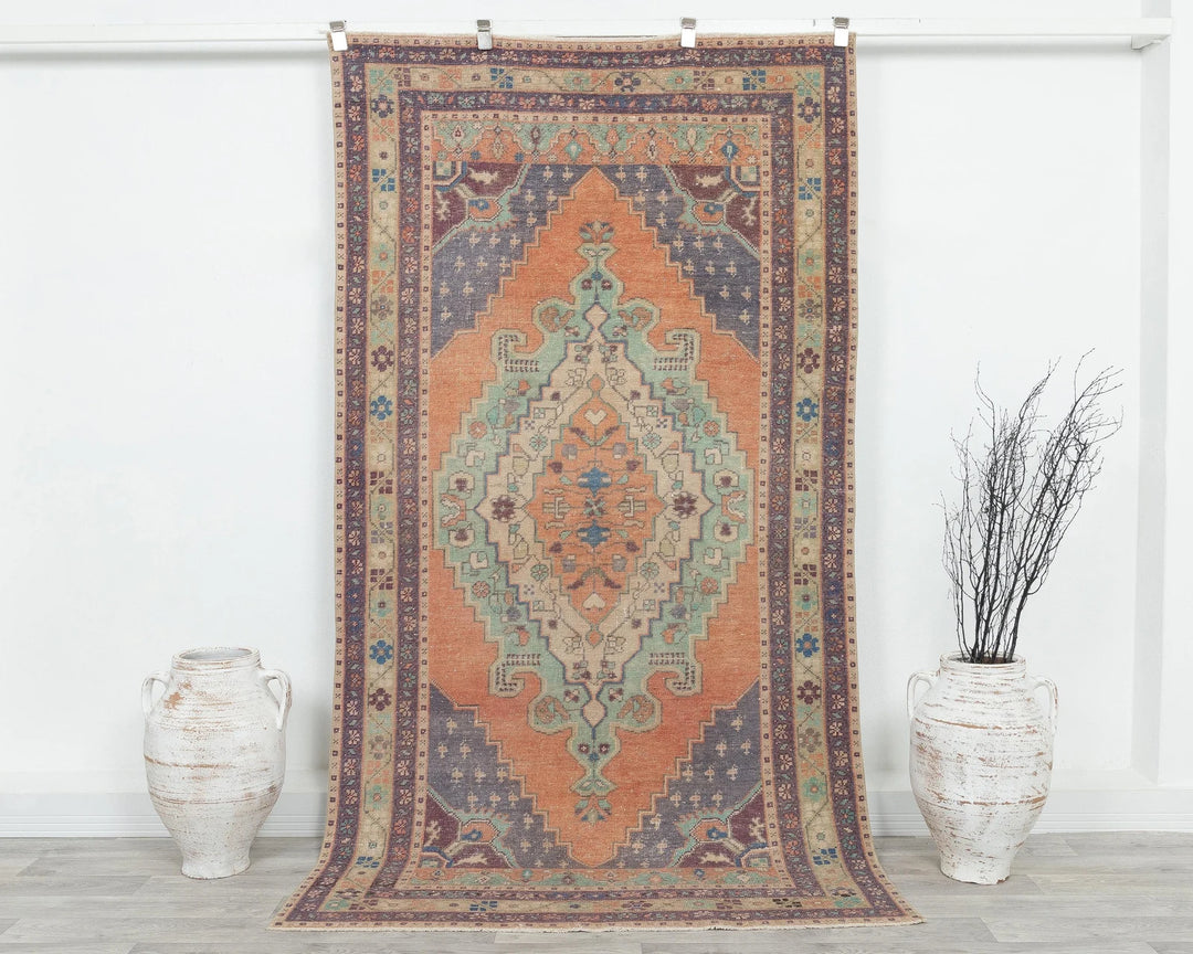 Multicolor Turkish Oushak Rug 4' 3" x 8' 1" Hand-Knotted | No. VR99807