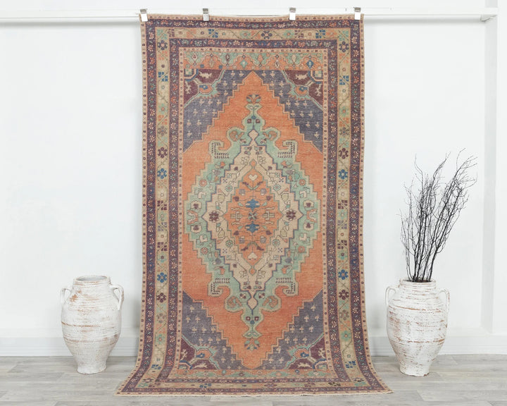 Multicolor Turkish Oushak Rug 4' 3" x 8' 1" Hand-Knotted | No. VR99807