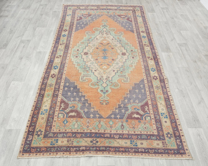 Multicolor Turkish Oushak Rug 4' 3" x 8' 1" Hand-Knotted | No. VR99807
