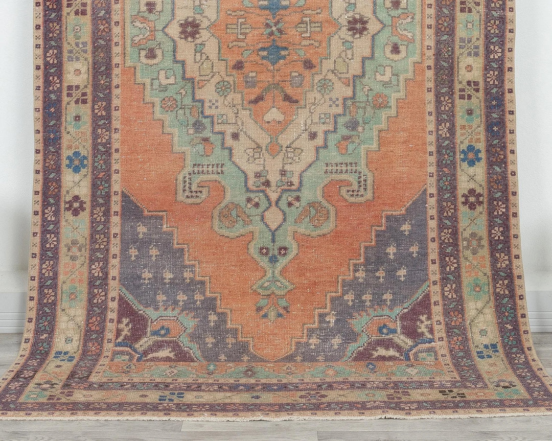 Multicolor Turkish Oushak Rug 4' 3" x 8' 1" Hand-Knotted | No. VR99807