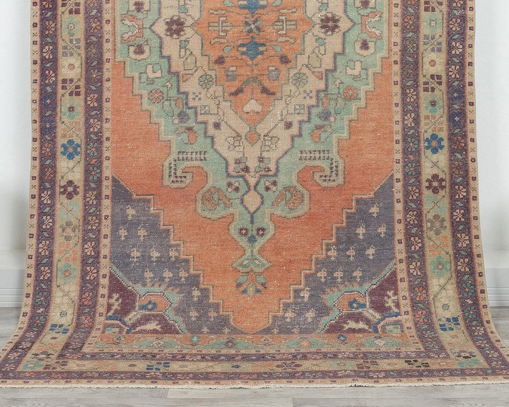 Multicolor Turkish Oushak Rug 4' 3" x 8' 1" Hand-Knotted | No. VR99807